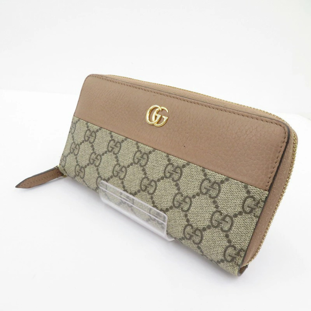 Gucci GG Supreme Double G Zip Around Wallet Long Beige Cream
